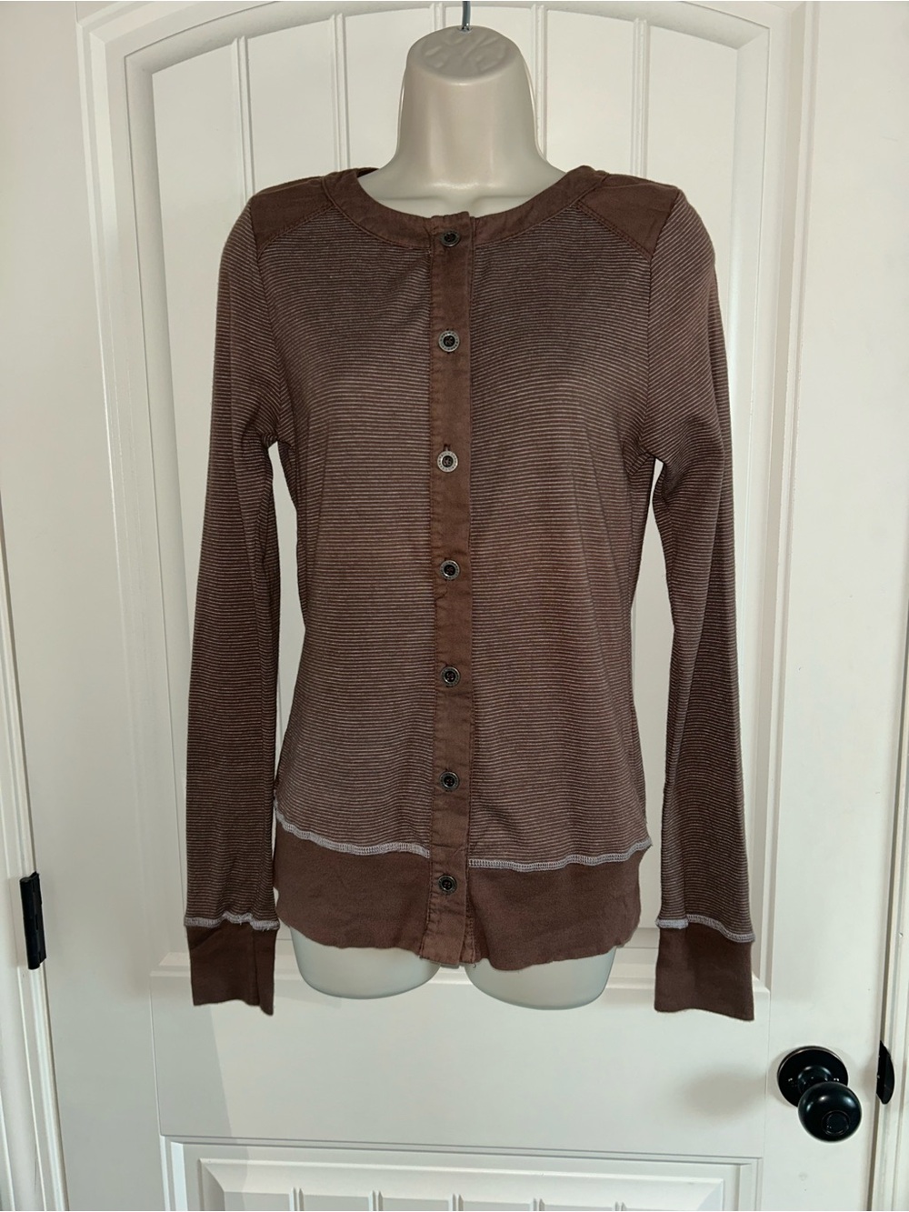 NEW Hard Tail Brown Button-Front Ribbed Cardigan Sz S